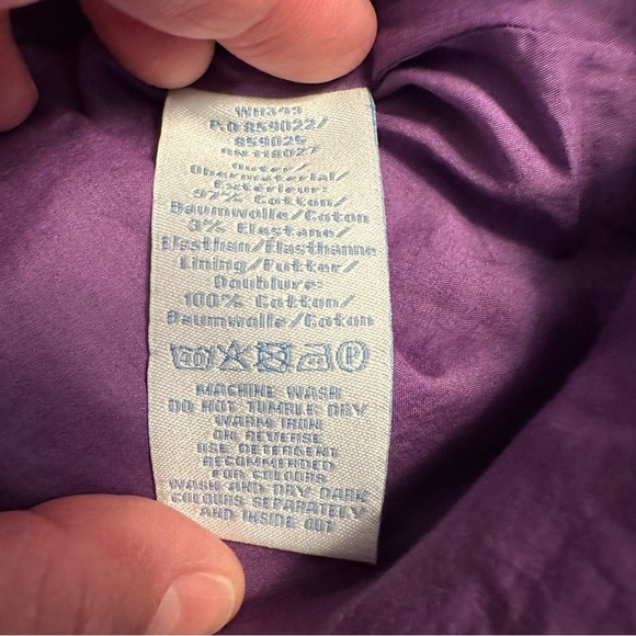 Boden | Women's Gray & Purple Ribbon Detail Pinafore Apron Shift Dress Size 6 - Picture 9 of 12